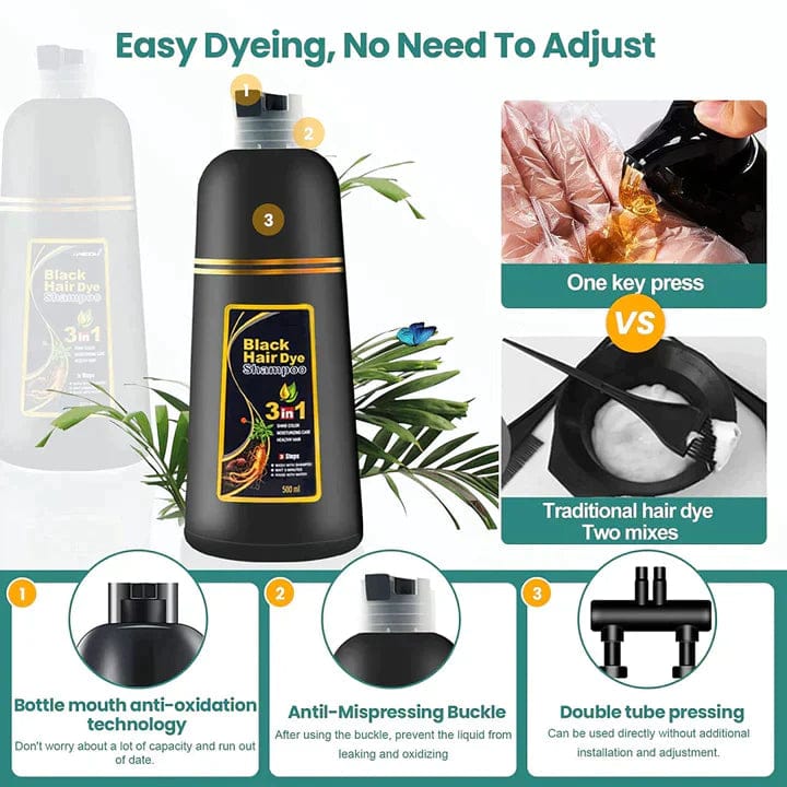 AYURVEDIC 3- IN -1 BLACK HAIR DYE SHAMPOO ( PACK OF 2)⭐⭐⭐⭐⭐(9,500 Ratings)