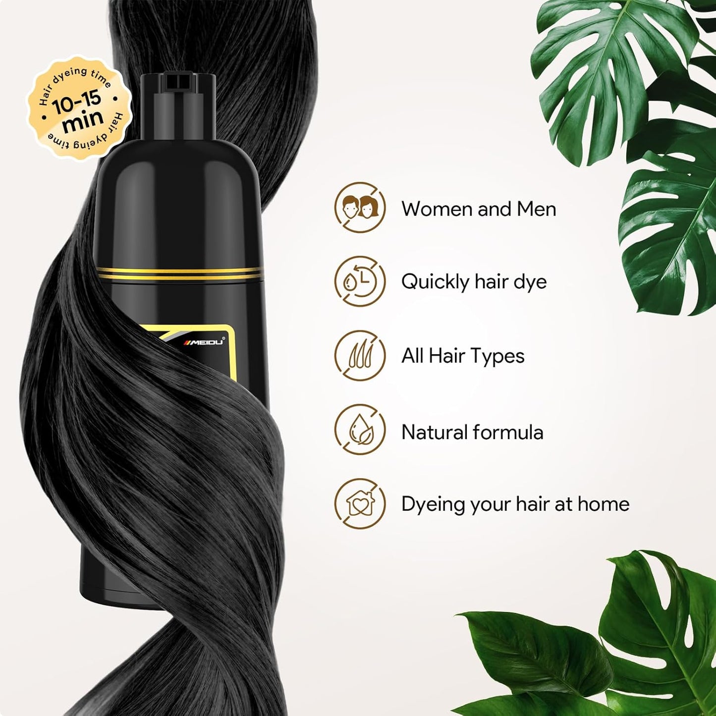 AYURVEDIC 3- IN -1 BLACK HAIR DYE SHAMPOO ( PACK OF 2)⭐⭐⭐⭐⭐(9,500 Ratings)