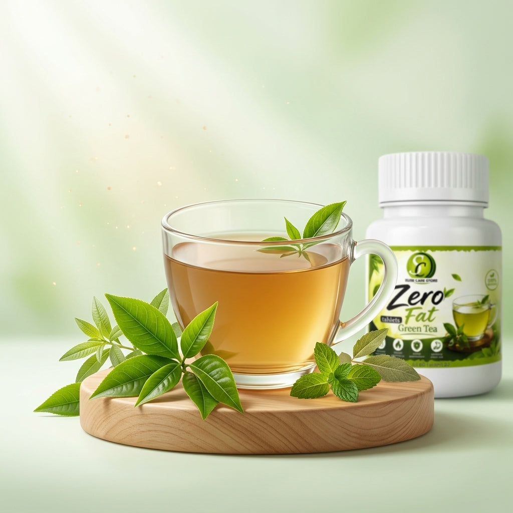 Zero Fat Green Tea Dissolvable Tablets – Herbal Fat Burner Drink | Light Brown Round Tablets | Fast Dissolve Formula