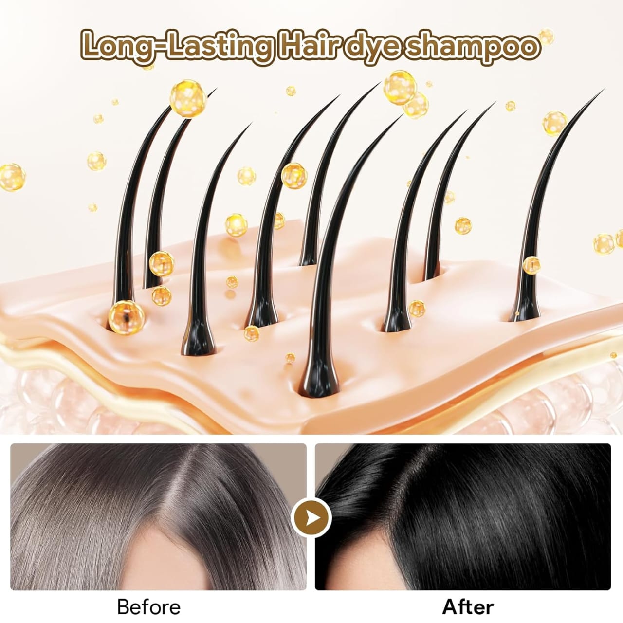 AYURVEDIC 3- IN -1 BLACK HAIR DYE SHAMPOO ( PACK OF 2)⭐⭐⭐⭐⭐(9,500 Ratings)