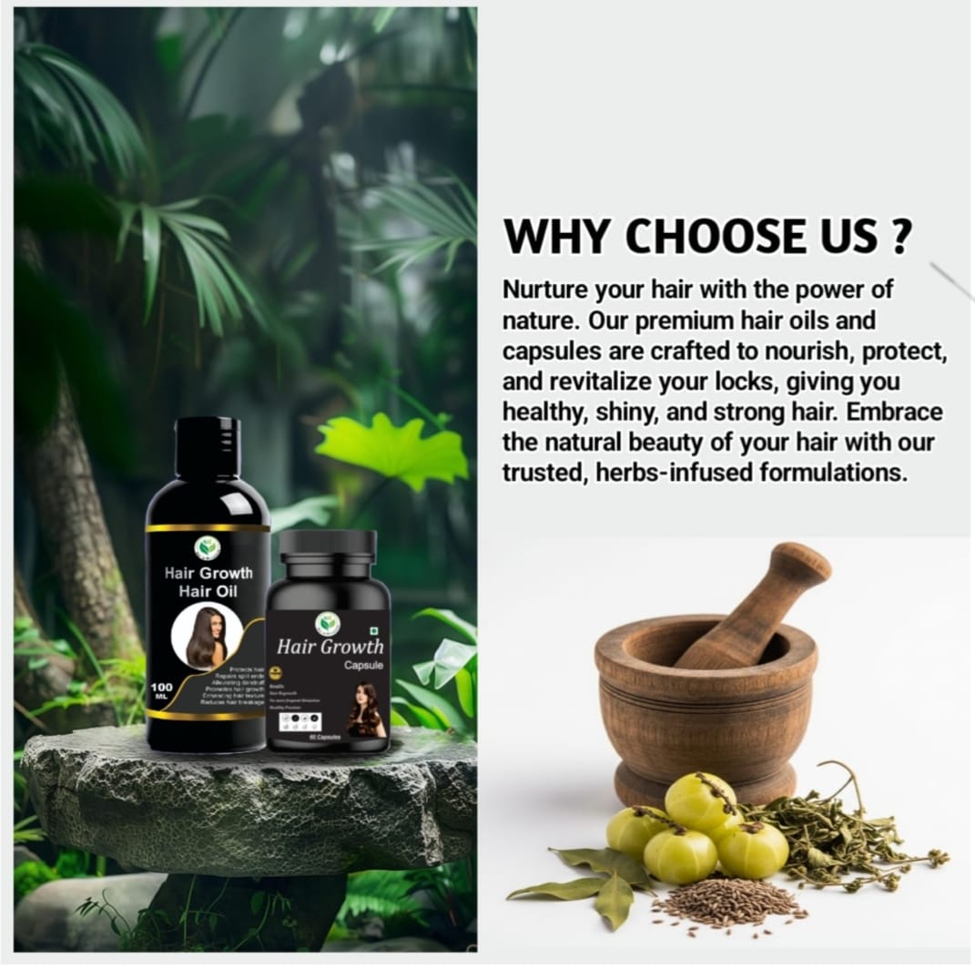 Herbal Hair Growth Hair Oil and Hair Growth Capsule For Men and Women
