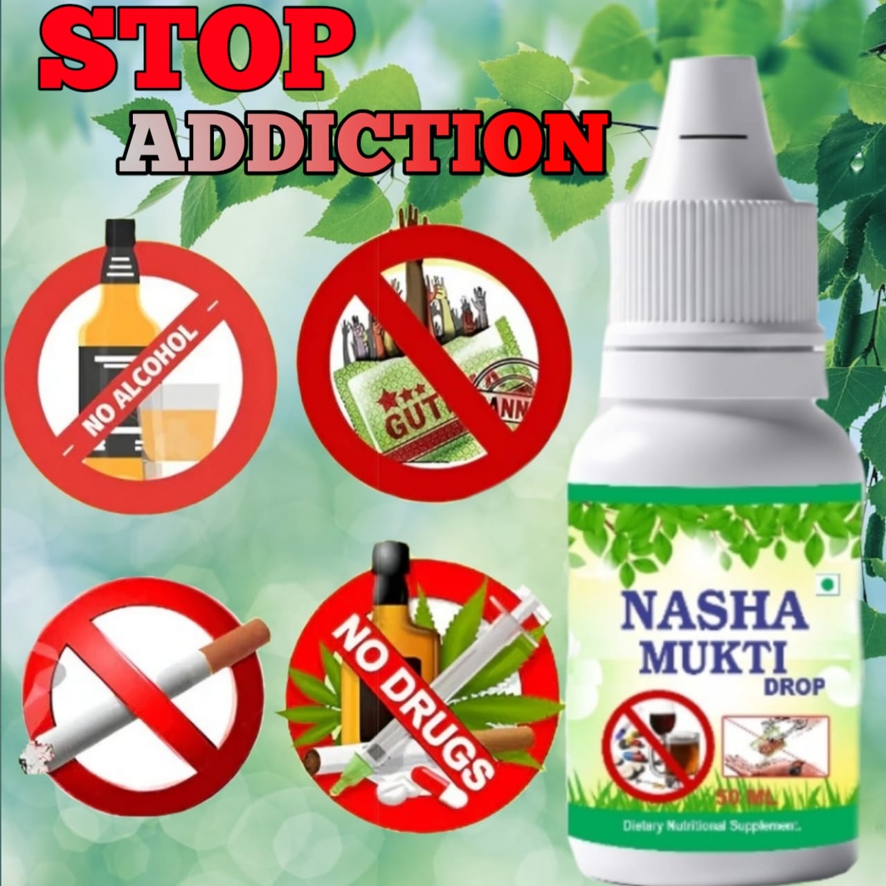 Herbal NASHA MUKTI Drops (Pack Of 2) -Alcohol, Smoking, Gutka and Drug Addiction
