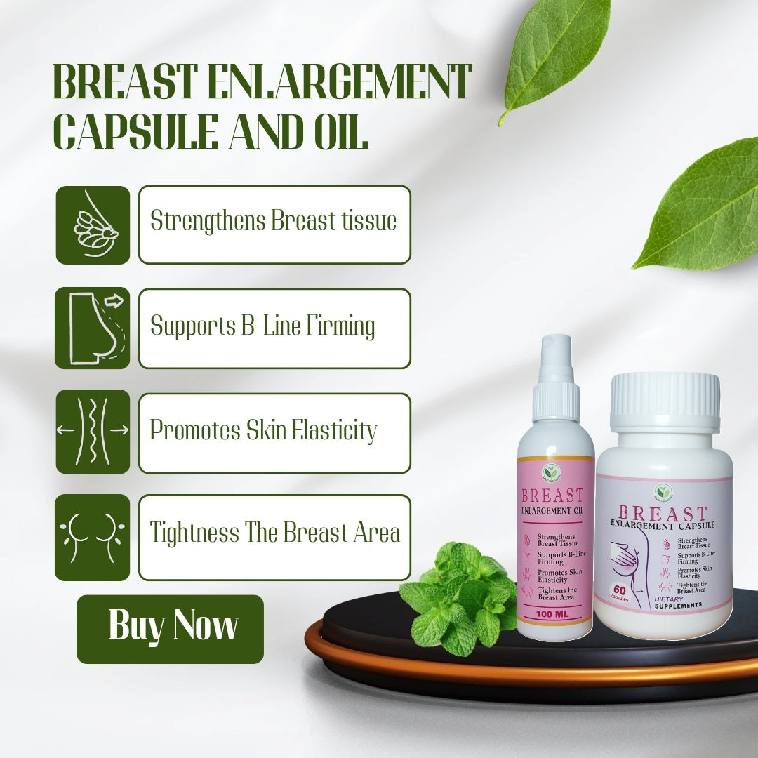 Combo of Breast Enlargement Oil and Breast Enlargement Capsule - 100% Herbal Breast Increase Combo